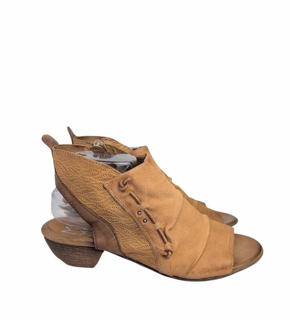 Miz Mooz Celia camel tan leather open toe bootie gladiator sandal 40 EU 9/9.5 US